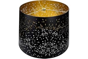 Metal Etching Process Large Lamp Shades, Alucset Drum Big Lampshades for Table Lamp and Floor Light, Sky Stars Design, 12x14x10 inch, Spider