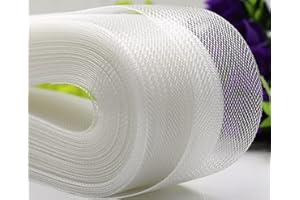 Abbaoww 50 Yards Stiff White Horsehair Braid 4 Inch Wide for Sewing Wedding Dress Dance Gowns Accessories Shaping Trimming