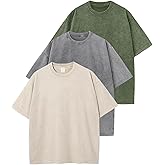 Arssm 3 Pack Men Oversized T Shirts Vintage Tee Loose Fit Short Sleeve Casual Streetwear Baggy Washed Unisex Tops