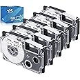 Weemay XR-9WE Compatible for Casio Label It Tape Cartridge Replacement for Casio EZ Label Printer Cassette 9mm 0.35 XR-9WE2S XR9WE2S for KL Label Maker KL-60 KL-100 KL-120 KL-750 KL-780, 5 Pack