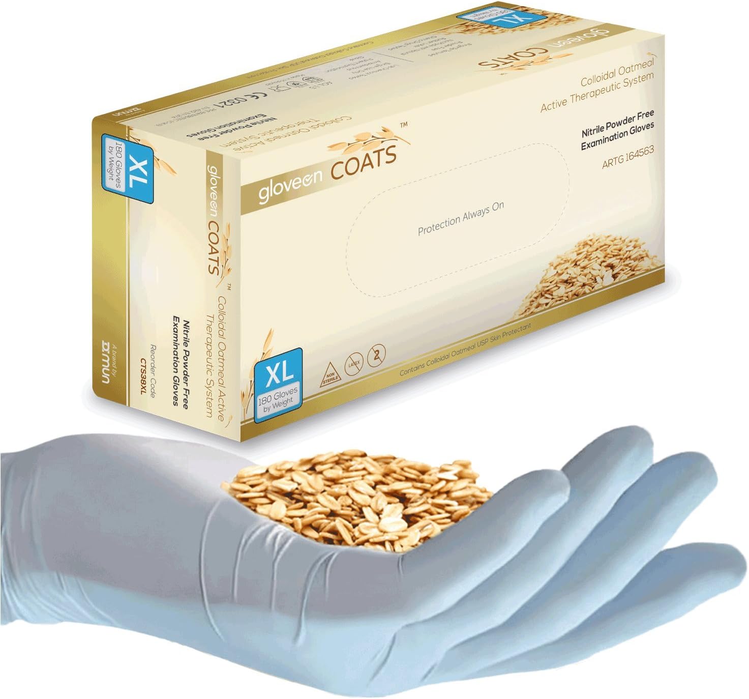 COATS® Colloidal Nitrile Exam Gloves, 3.7 Mil, Size X-Small. 1 Box of (200)