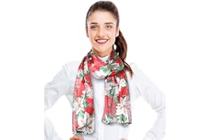 CBC Crown Christmas Scarf - Christmas Theme Candycane, Poinsettia Scarf Accessories, 13" x 60" Inches, Made In Korea