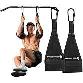 Gymreapers Hanging Ab Straps for Pull-Up Bar - Hang Bar Assist Strap &amp; Strength Workout Equipment, Padded Adjustable Arm Supports with 2 Steel Carabiners for Leg Raises, Abdominal &amp; Core Training