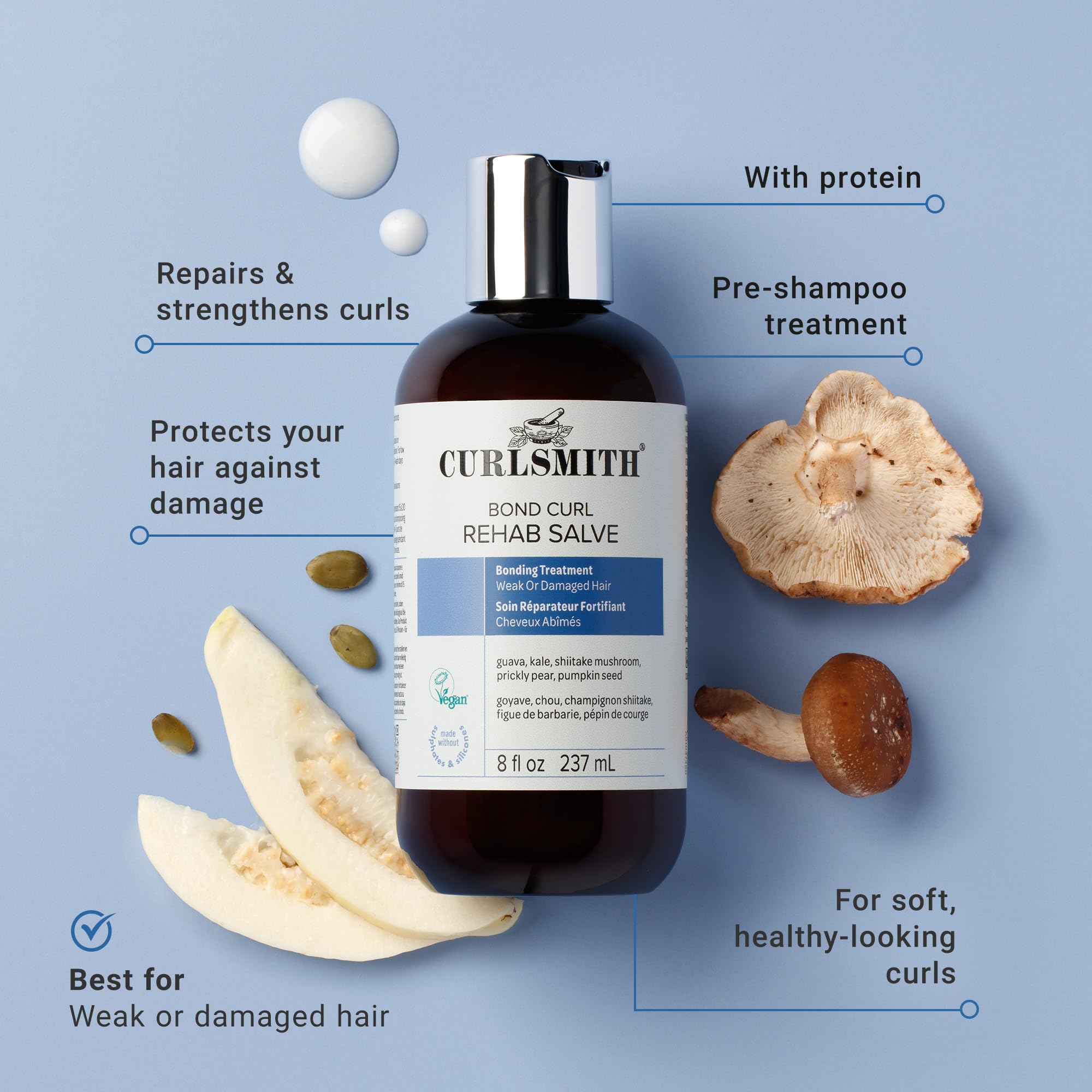 CURLSMITH Bond Curl Rehab Salve - Protein-Rich Treatment, Bond-Building Hair Treatment, For All Curl Types, Vegan & Cruelty Free