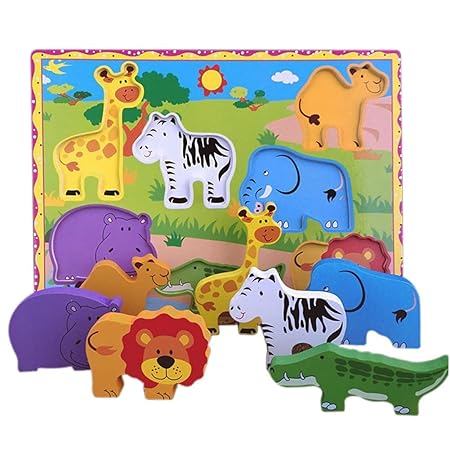 Lewo erste Lernspielzeug Holzpuzzle tiere Spiel Geschenk für Baby Kleinkind Kinder Jungen Mädchen 7 teilig