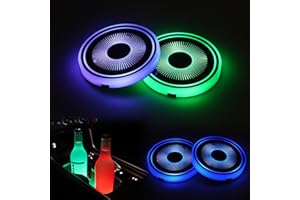 GSOWO Lot de 2 porte-gobelets de voiture à LED - 7 couleurs changeantes - Dessous de verre lumineux pour porte-gobelets, acce