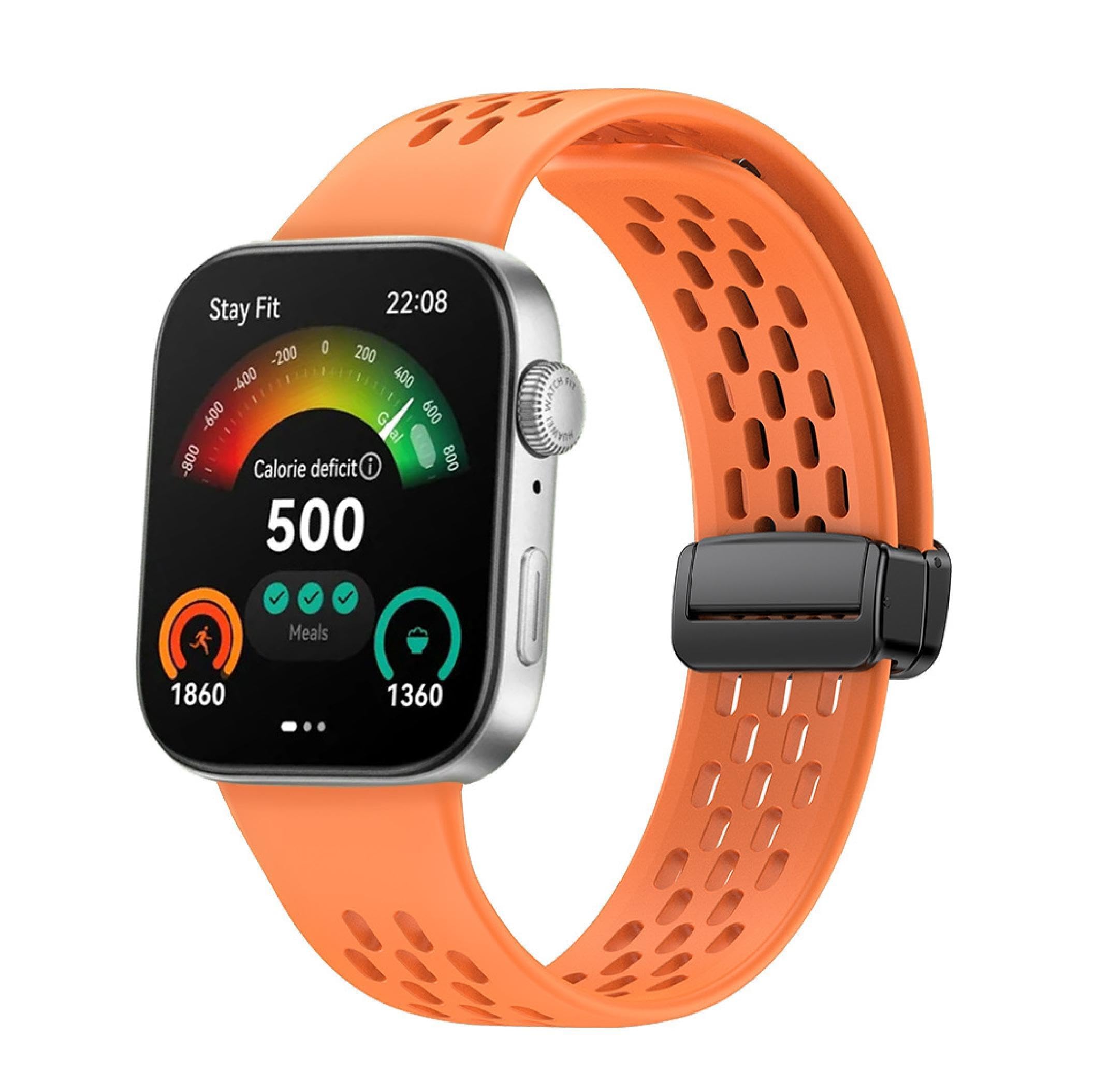 GIOPUEY Strap Compatible with Huawei Watch Fit 3/4/4 Pro, Soft silicone Watch Strap Replacement [Wear-resistant] [breathable] - Orange