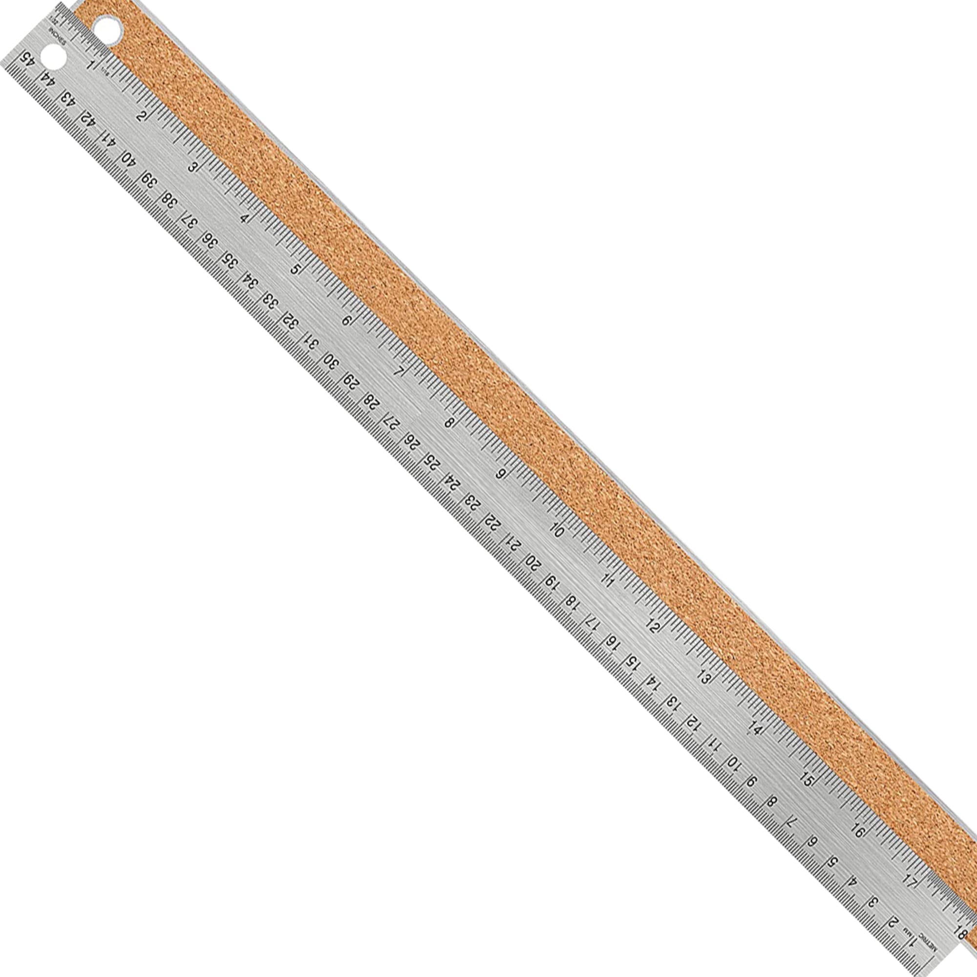 Photo 1 of Metal Ruler 18 Inch: [1 Pieces 18 Inch] Non-Slip Cork Backing Rulers with Inch and Centimeters Prevent Ink Leakage:for School Office Drawing Engineering