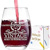 Lamyba 50th Birthday Gifts for Women, Vintage 1976 50th Birthday Wine Glass, 50th Bday Present for Women Wife Female Daughter Friends Sister, Best 50th Birthday Gift Ideas