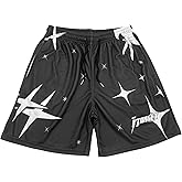 DIOTSR Mens Retro Casual Graphic Shorts Elastic Waistband Streetwear Athletic Basketball Running Active Shorts