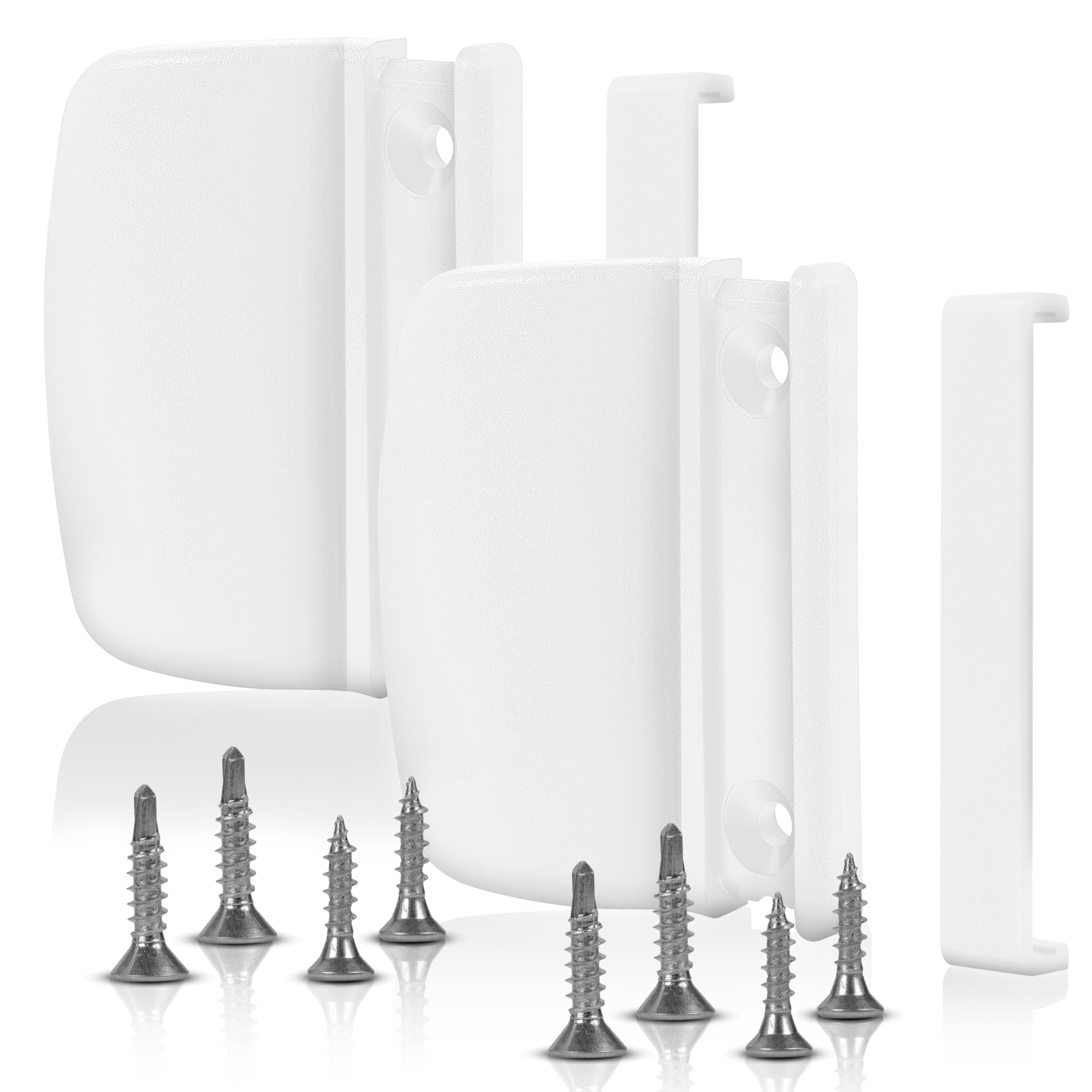 LouMaxx Balcony Door Handle Outside White for Space-saving Installation Between Door and Roller Shutter - Set of 2 Patio Door Handle Including Screws (Concealed) - Pull Handle with Screw Cover