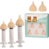 Doggiema Bionic Silicone Feeding Nipple and Syringes for Newborn Kittens | three sizes nipple suitable for kittens at different growth stages, effectivefor newborn kittens and bunny,Bionic Nipple