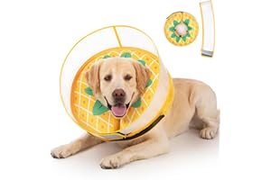 MARIYAGO Inflatable Dog Cone Collar for Large Medium Small Dogs, Soft Dog Donut Collar Adjustable Recovery Cone for Pets After Surgery, Extra Enhanced Anti-Licking Guard Shield (Pineapple, X-Large)