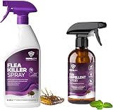 REPELEM Flea Treatment Kit 1L Spray & 250ml Natural Repellent Home Kit