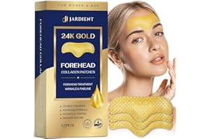 24K Gold Forehead Wrinkle Patches- Forehead Wrinkle Care Mask with Collagen, Vitamin E and Aloe -Hydrogel Forehead Sticker 12