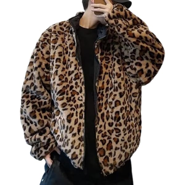Amazon.com: Hesaco Unisex Reversible Leopard Faux Fur Jacket