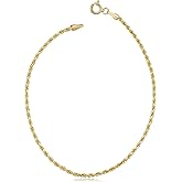 Kooljewelry 10k Yellow Gold 1.8mm Rope Chain Bracelet (7.5 inch)