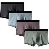 Robesbon Mens No Ride-up Boxer Briefs Stretch Comfortable Breathable Cotton Underwear 4 Pack