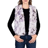 Amazhiyu Women's Faux Fur Crop Vest Coats Open Front Sleeveless Jackets Tie Dye