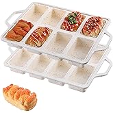 Silicone Mini Loaf Pan with Metal Reinforced Frame 2 Pack Non-stick Mini Bread Loaf Pans for Baking Bread 8-Cavity, Dishwasher Silicone Baking Molds for Banana Breads, Cornbread, Cheesecake (Cream)