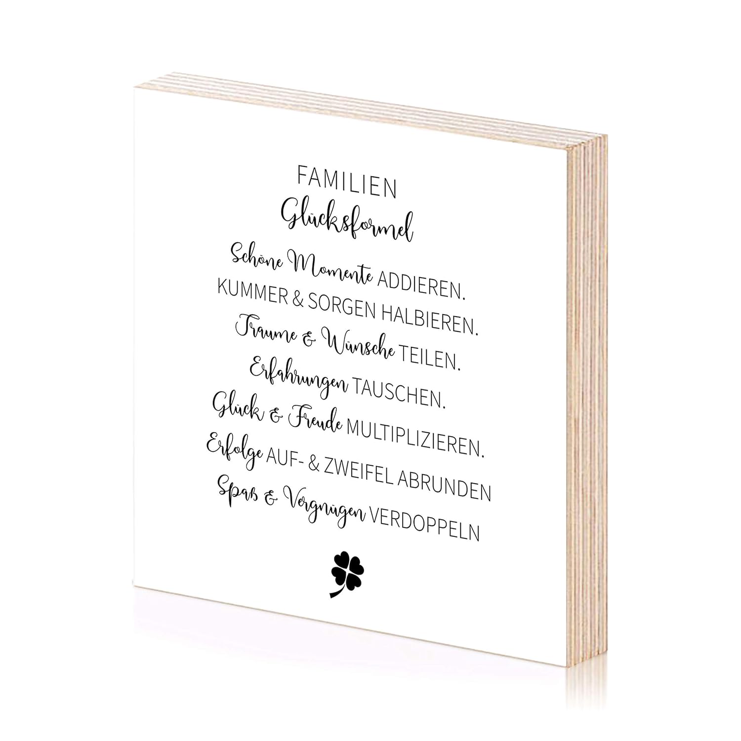 Familien Glücksformel Holzbild 15x15 zum Hinstellen oder Aufhängen