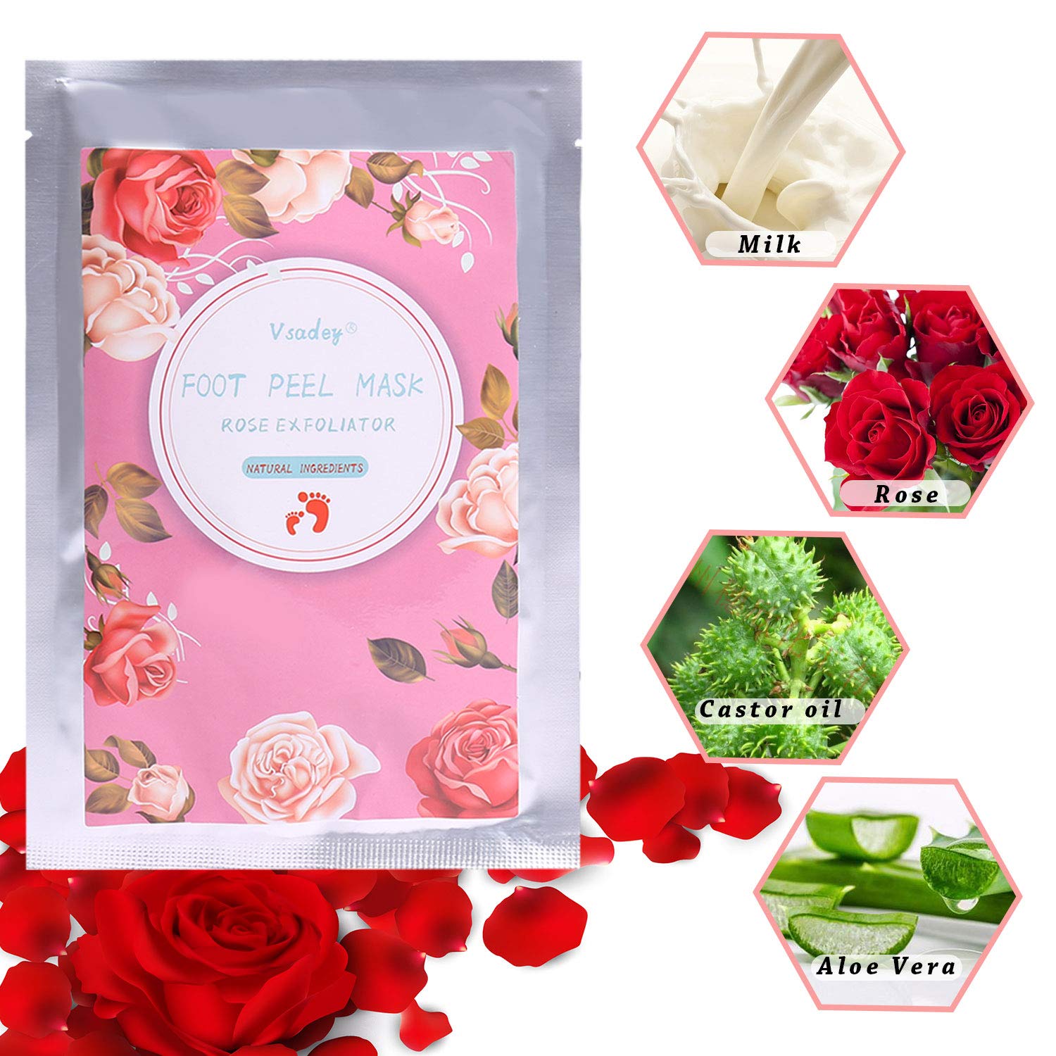 VSADEY Maschera Piedi Esfoliante, Foot Mask, Exfoliating Foot Peeling Mask Idratante, Maschera Esfoliante, Rimuovere Calli, la Pelle Morta e Odore Piedi - 2 Paia (Lavanda e Rosa)