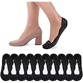 Zyghjort 6 Pairs Black Lace Socks Women No Show Non Slip Socks Low Cut Invisible Thin Sock Fashion Liner No Show Sock for Women with Flats, Pumps