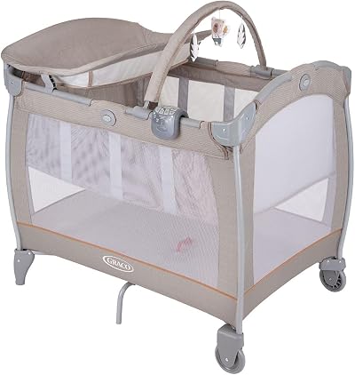 Graco Contour Electra Travel Cot with Bassinet, Music, Nightlight, Fold