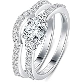 BORUO Sterling Silver Wedding Bands 925 Silver Infinity Ring Three-in-One Stylish Rings For Women with CZ, Width 11mm, Size 4-12