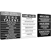 Motivational Wall Decor Core Values Posters Canvas Inspirational Quotes Wall Art Zero Talent Picture Print Painting Artwork for Home Living Room Bedroom Office Decor Ready to Hang [36''Wx 16''H]