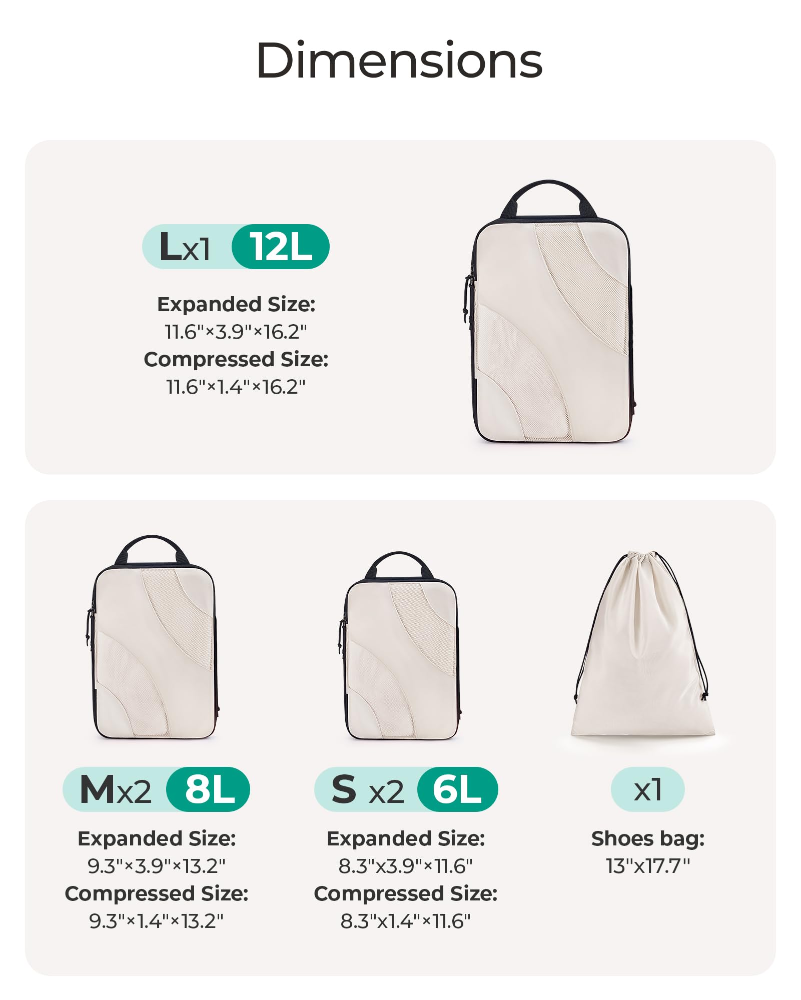 BAGSMART Compression Packing Cubes, 6 Set/4 Set/2 Set Travel Packing Cubes for Carry on Suitcases, Compression Suitcase Organizers Bag Set & Travel Cubes for Luggage, Lightweight Packing Organizers