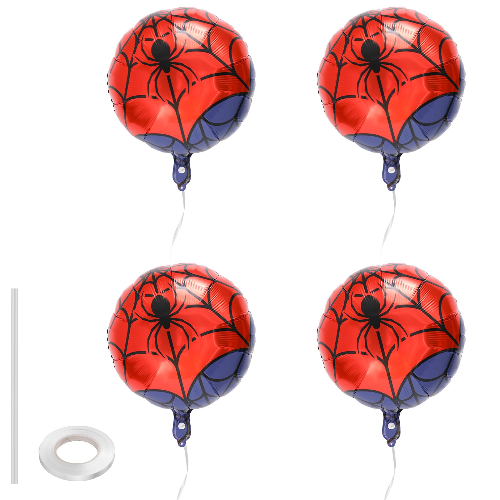 Photo 1 of 12pcs Spider Balloons, 18 Inch Spider Web Foil Balloons Red and Blue Party Decorations for Boys Girls Man and Friends 4th 3 Years Old Birthday Halloween Theme Party Supplies