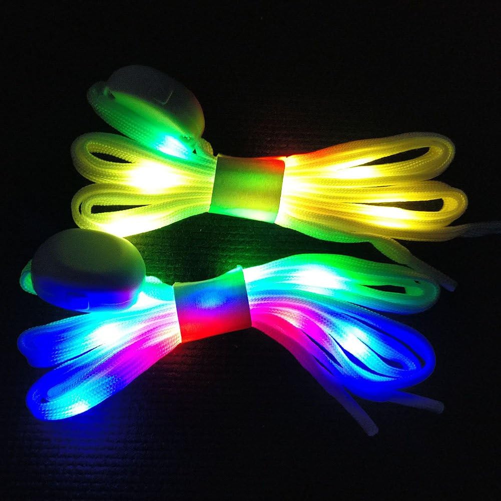 MadeComfy LED Shoelaces Light Up Laces 3 Modes 7 Colors Flashing Colorful Shoestrings: Clothing