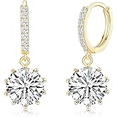 MDFUN Hoop Dangle Earrings 18K White Gold Plated Round Princess Halo Heart Rectangle Triangle Cut Clear Cubic Zirconia Drop Earrings for Women Hypoallergenic