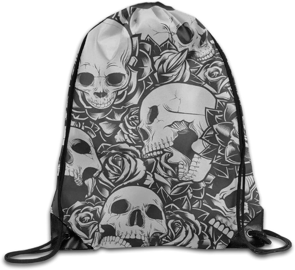 Sugar Skull Drawstring Gym Sport Bag, Large Lightweight Gym Sackpack Backpack For Men And Women