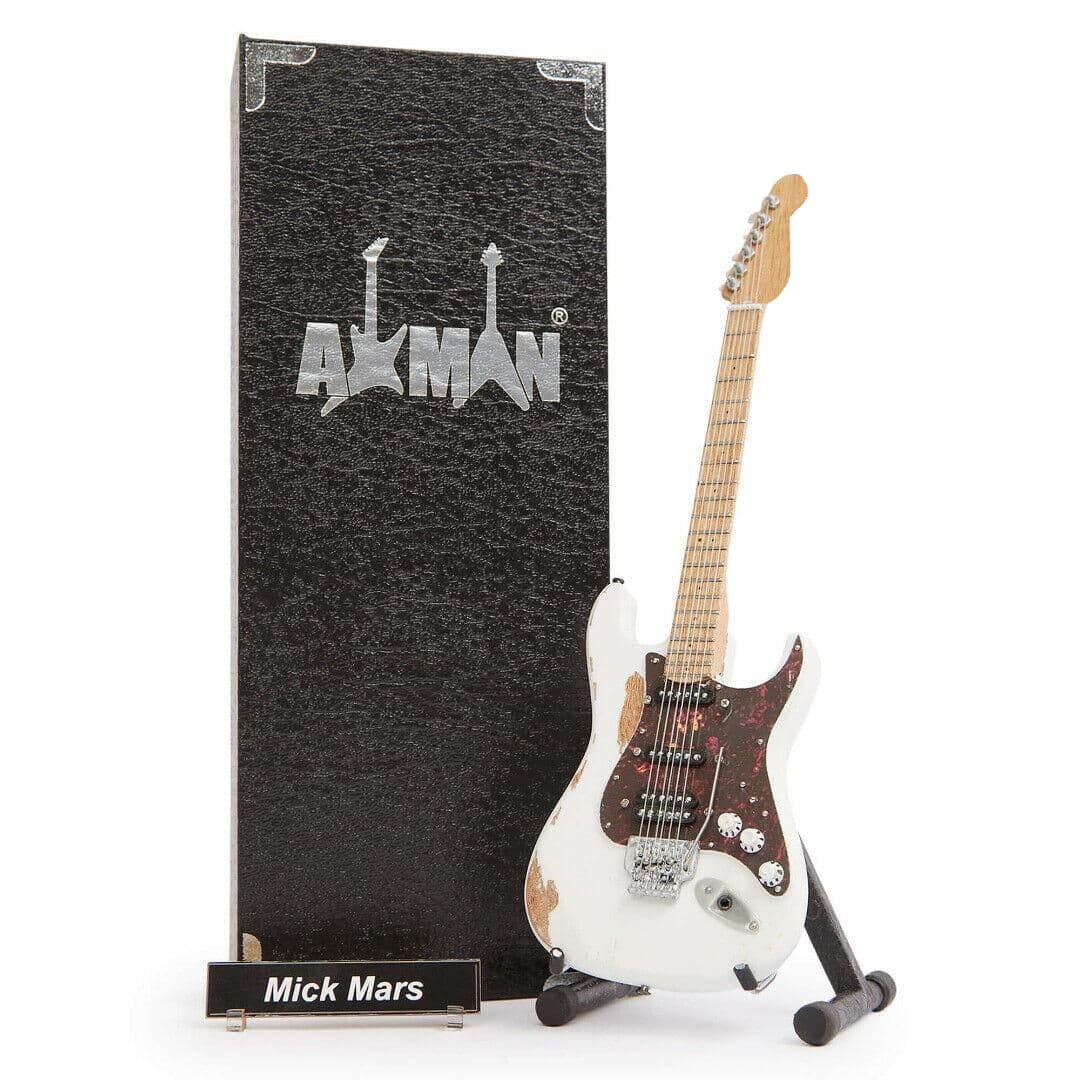 Axman Mick Mars - LSL Saticoy: Miniature Guitar Replica - Music Gifts - Handmade Ornamental 1/4 Scale - Includes a Display Box, Name Tag and Miniature Guitar Stand