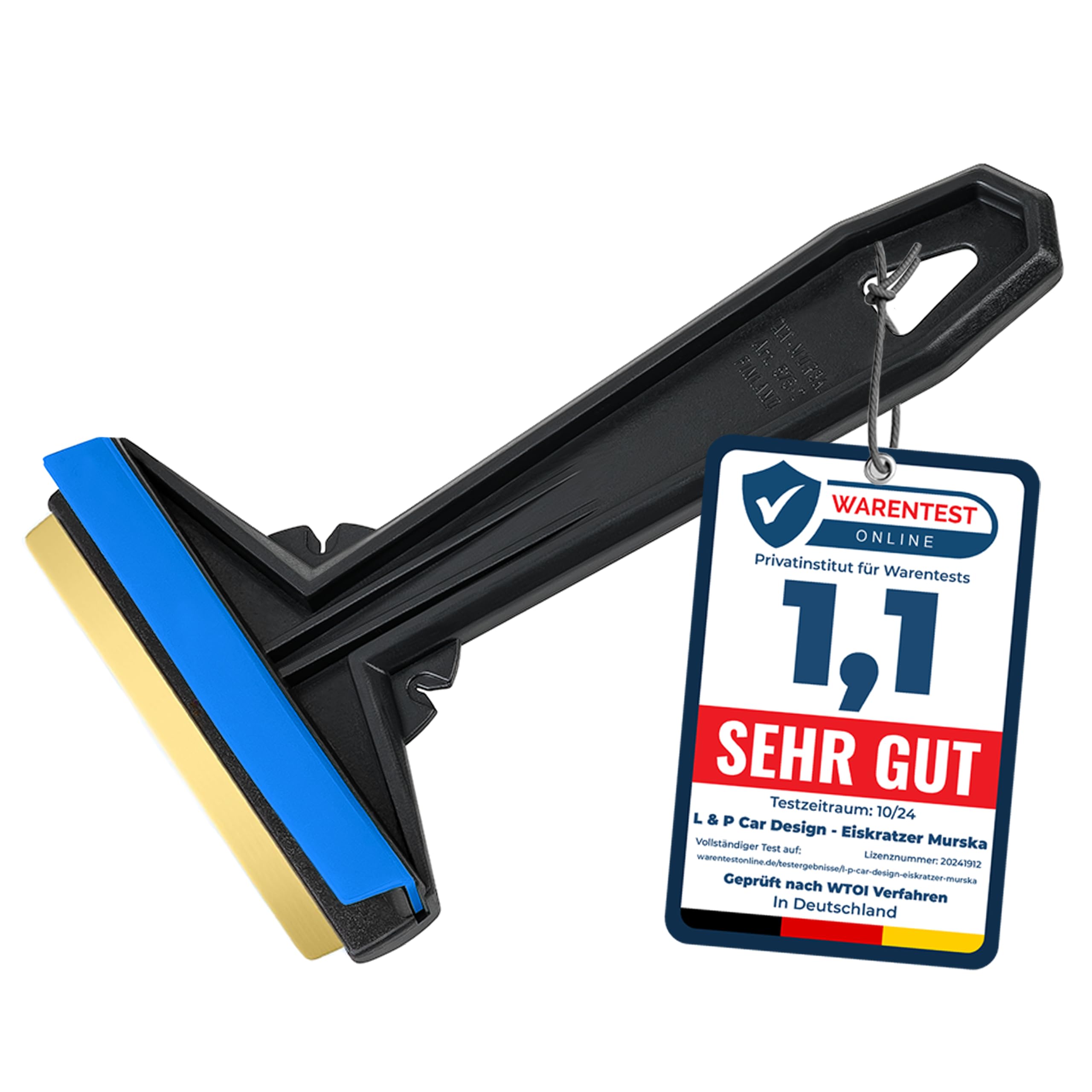 Ice Scraper for Car Windscreen - Brass Car Ice Scraper - Murska - fast, effortless & easy - Premium HIPS - Brass Blade Windscreen Scraper for Car Window Scrapper & Squeege - Finland (Black Blue)