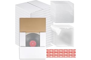 18 Set Vinyl Record Mailers 12.9 x 12.9 x 1" White Corrugated Cardboard Shipping Boxes Easy Fold Album Mailer Multi Depth for