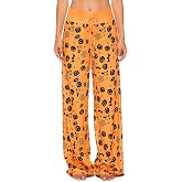 Halloween Pajama Pants for Women Spooky Pumpkin Ghost Lounge Bottoms Pjs | Pumpkin Ghost Print,Spooky Fall Jammies,Soft Lounge Bottoms,Cozy Sleepwear,Halloween Party,Comfy Sleep Pj，Cute Jammies