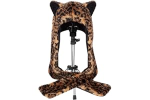 ShellKingdom Plush Novelty Animal Hat,3 in 1 Function Faux Fur Full Animal Hood Hat Winter Warmer Cap