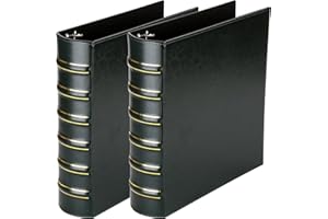 LETVPVOW Vintage Hardback 3 Ring Binder 2 Inch, Professional Leather Binders 2 Inch D Ring, Holds 400 Sheets Capacity 2 Pack - Dark Green