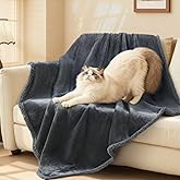 Luciphia Waterproof Bed Blanket Washable,Soft Sherpa Fleece Puppy Reversible Throw Blankets for Small Medium Dog Cat,Furniture Cover Protector Couch Bed from Liquid Pee and Pet Fur, Grey,57" x 40"