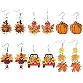 Thanksgiving Fall Earrings for Women,Turkey Pumpkin Acrylic Drop Dangle Earrings Festival Holiday Autumn Festival Holiday Jewelry Gifts