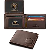 VISWORLD Men's Wallet with Airtag Holder, Full-Grain Leather Wallet for Apple Air Tag (1st & 2nd Generation), Airtag Wallet Men with 2 ID Windows, 13 Card Slots