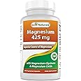 Best Naturals Magnesium 425 mg 180 Veggie Capsules - High Absorption Magnesium Glycinate & Magnesium Oxide Chelated, Non-GMO, Gluten Free Muscle Relax (180 Count (Pack of 1))