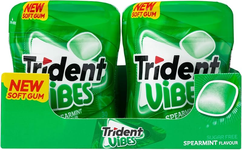 Vibes Spearmint Chicles Sabor Menta Verde Sin Azúcar, Pack 6 Botes