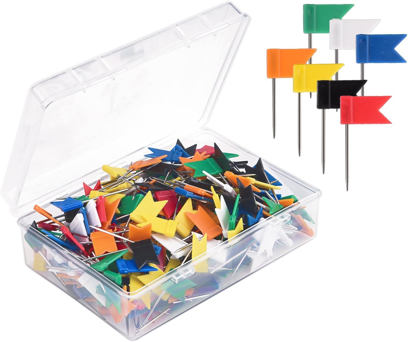 Sunmns 300 Pieces Map Flag Push Pins Tacks, Assorted 7 Colors