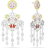 Navicia Color Blast Floral Flock Brass Dangle Earrings, Colorful Nature Inspired Designs