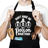 NAHMAKNE Funny Cooking Aprons Gifts - Don't Make Me Poison Your Food - Women's Baking Cooking Black Aprons with 2 Pockets, Adjustable Neck Strap - Humor Kitchen Gifts for Women, Mom, Wife, Sister
