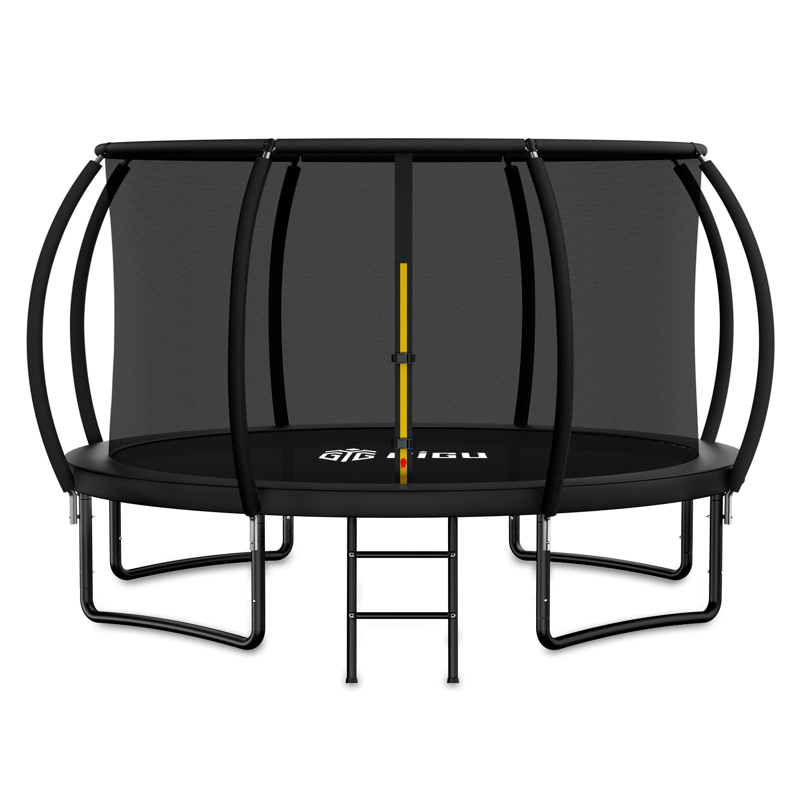 Photo 1 of ***(MISSING PARTS, SELLING AS IS )*** 
Gigu 12ft Home Trampoline - T-Socket Reinforced Frame, Double Zipper Entry, Ladder Included, Outdoor Specific Yard for Adults Kids